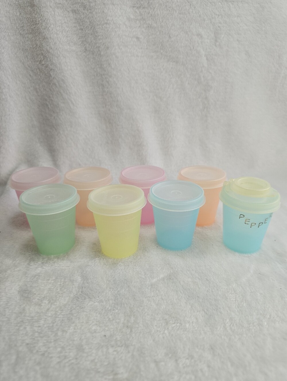 Vintage Tupperware Midget 2 ounce Pastel Containers set of 8 See Description